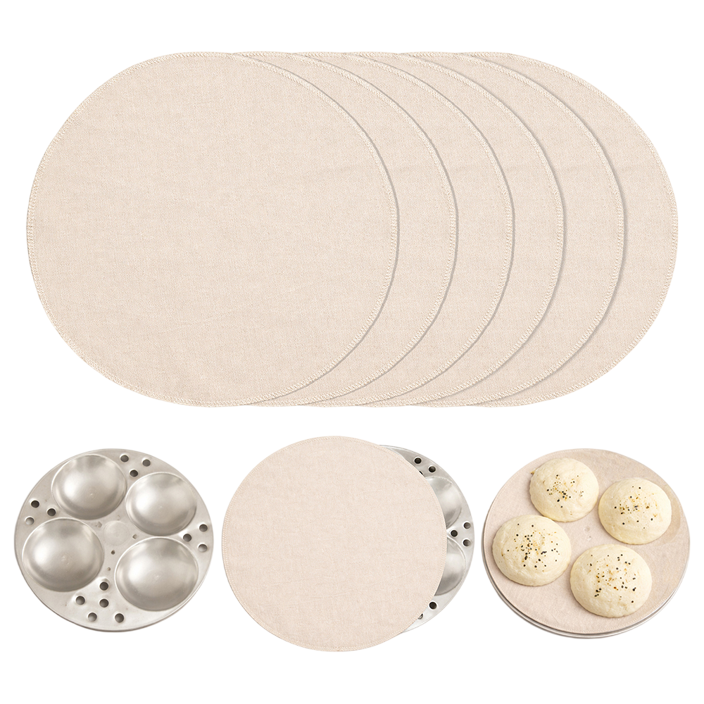 Wrapzy Muslin Idli Cloth ? Unbleached Pure Cotton Idli Steamer Cloth | Reusable Idli Stand Cover | Non-Stick Idli Maker Plate Liner for Soft Idlis, Modak & Momos -30 cm (Pack of 6, Round)