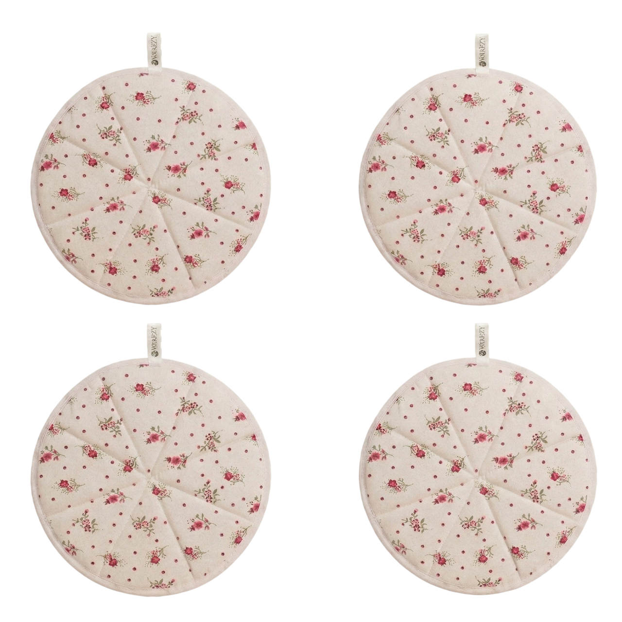 WRAPZY Cotton Roti Cover with Zip | Round Roti Cloth for Keeping Rotis Soft & Fresh | Used for Roti, Paratha, Puri, Naan & Bread | Washable & Reusable | 3 Colour Variants (PINK, PACK OF:4)