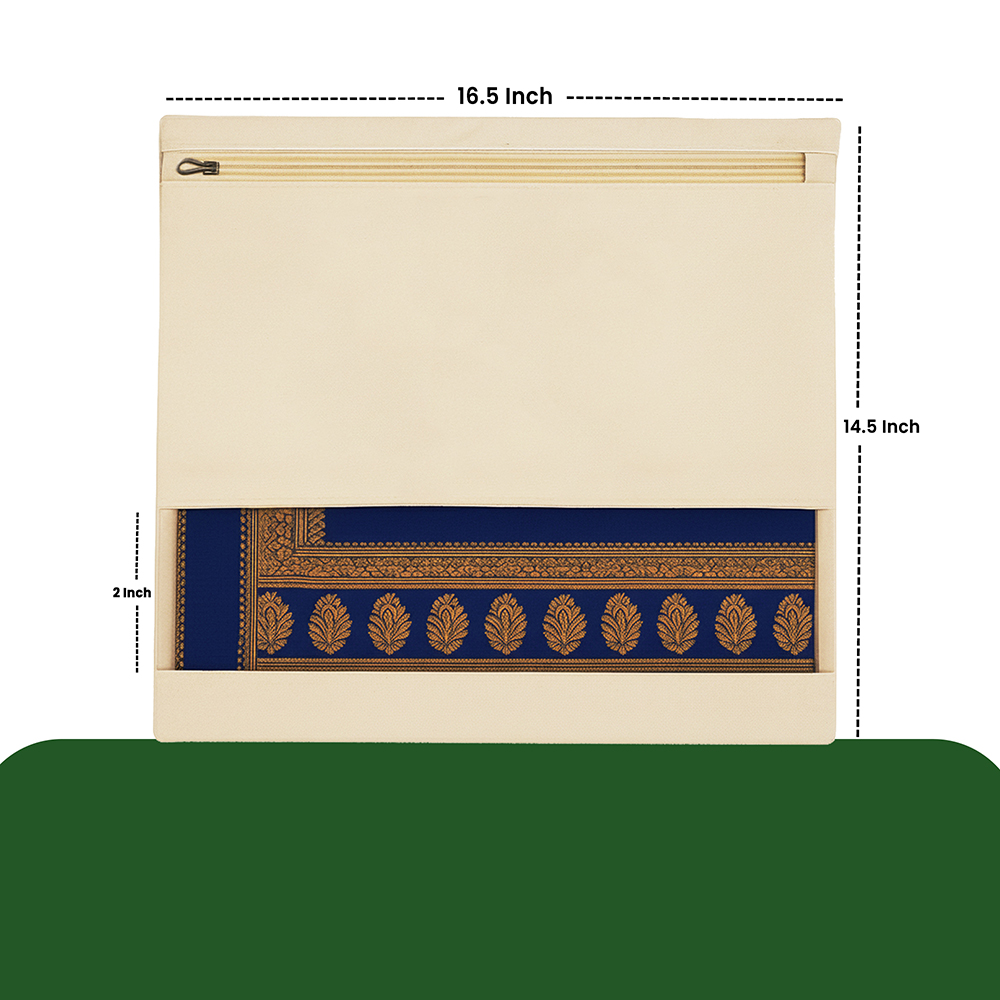 Wrapzy 100% Cotton Saree Cover with Zip| 16"?14"| Premium Zipper Saree Organizer with Transparent Net Window | Dust-Proof, Moisture-Resistant, Eco-Friendly Wardrobe Storage | Pack of 6