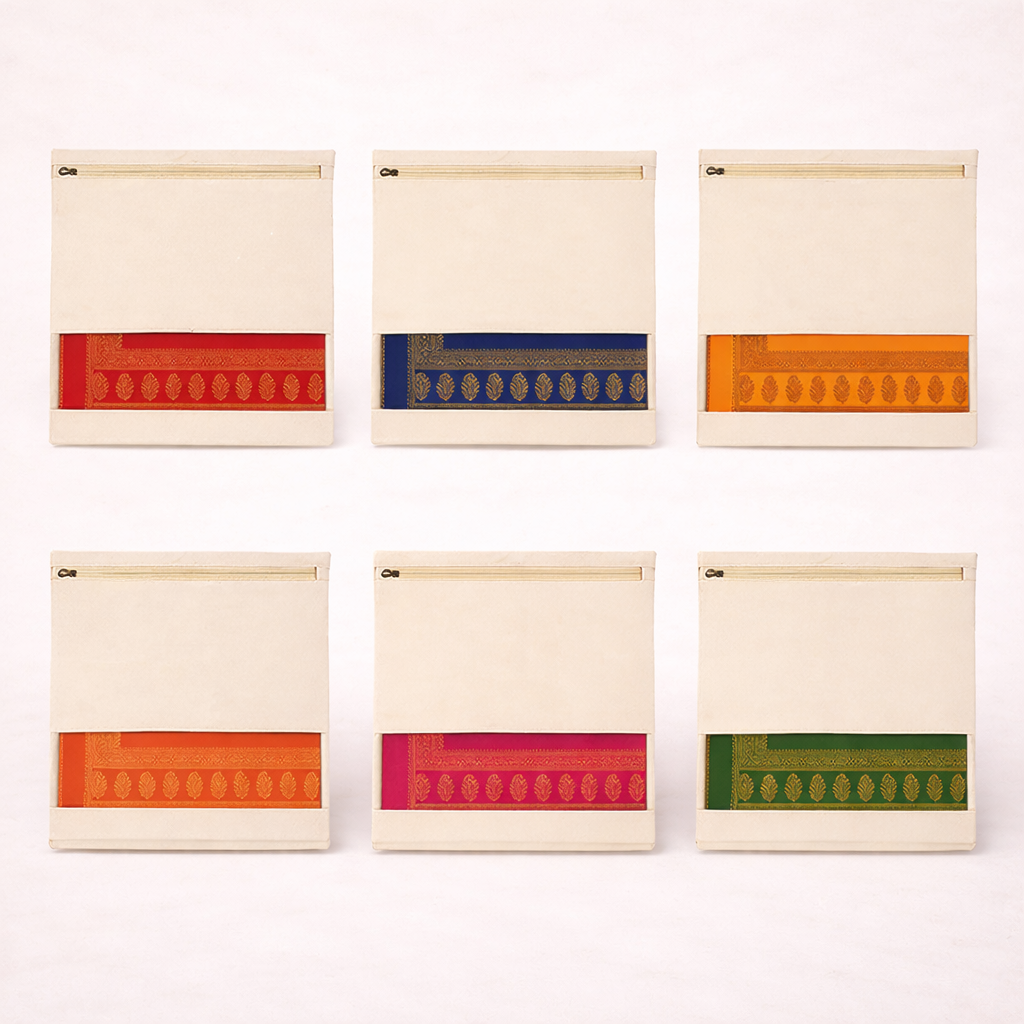 Wrapzy 100% Cotton Saree Cover with Zip| 16"?14"| Premium Zipper Saree Organizer with Transparent Net Window | Dust-Proof, Moisture-Resistant, Eco-Friendly Wardrobe Storage | Pack of 6