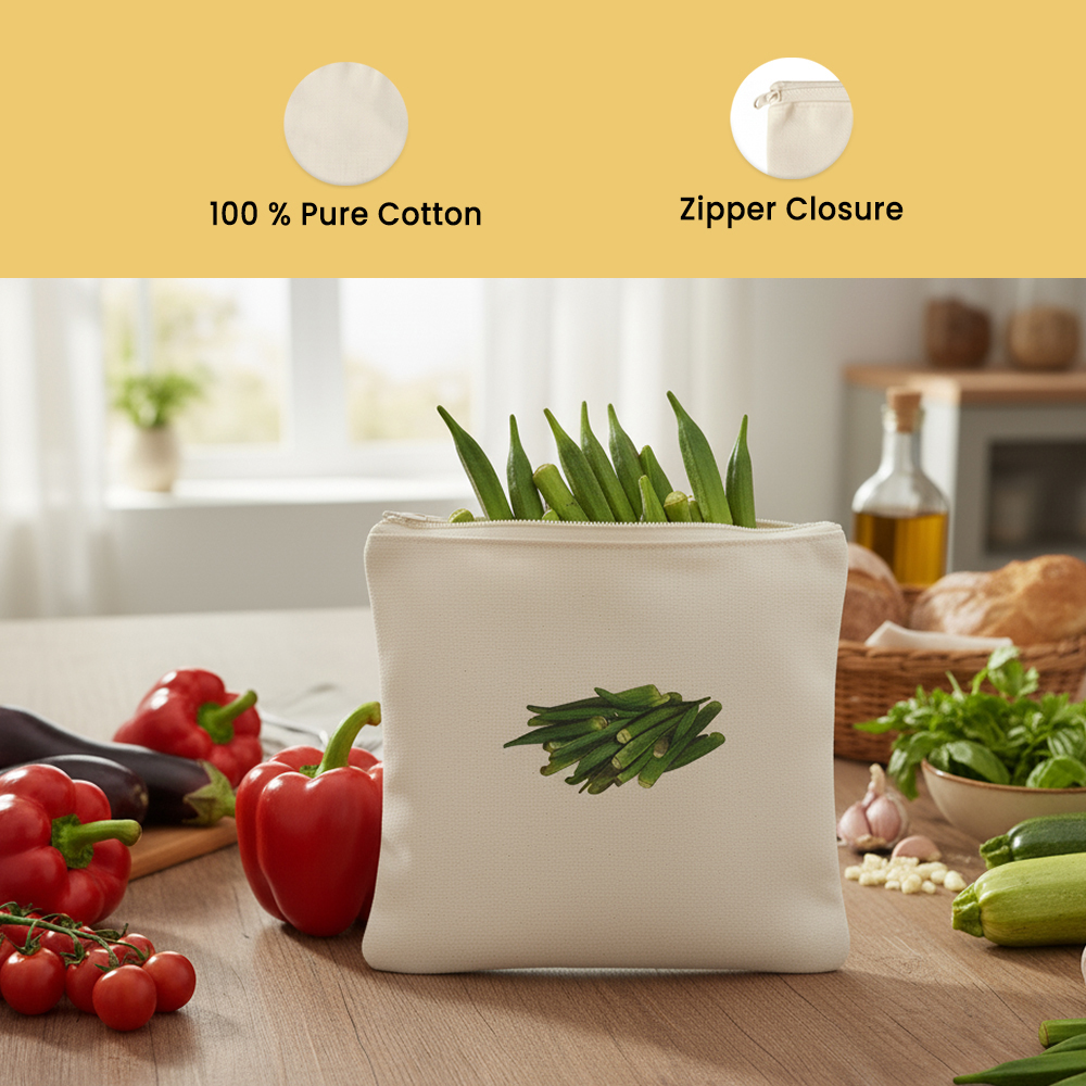 Wrapzy 100% Cotton Reusable Vegetable Bags for Fridge | Eco-Friendly Storage Bags | Washable Breathable Cloth Bags for Vegetables | Plastic-Free Kitchen Organizer | Pack of 10