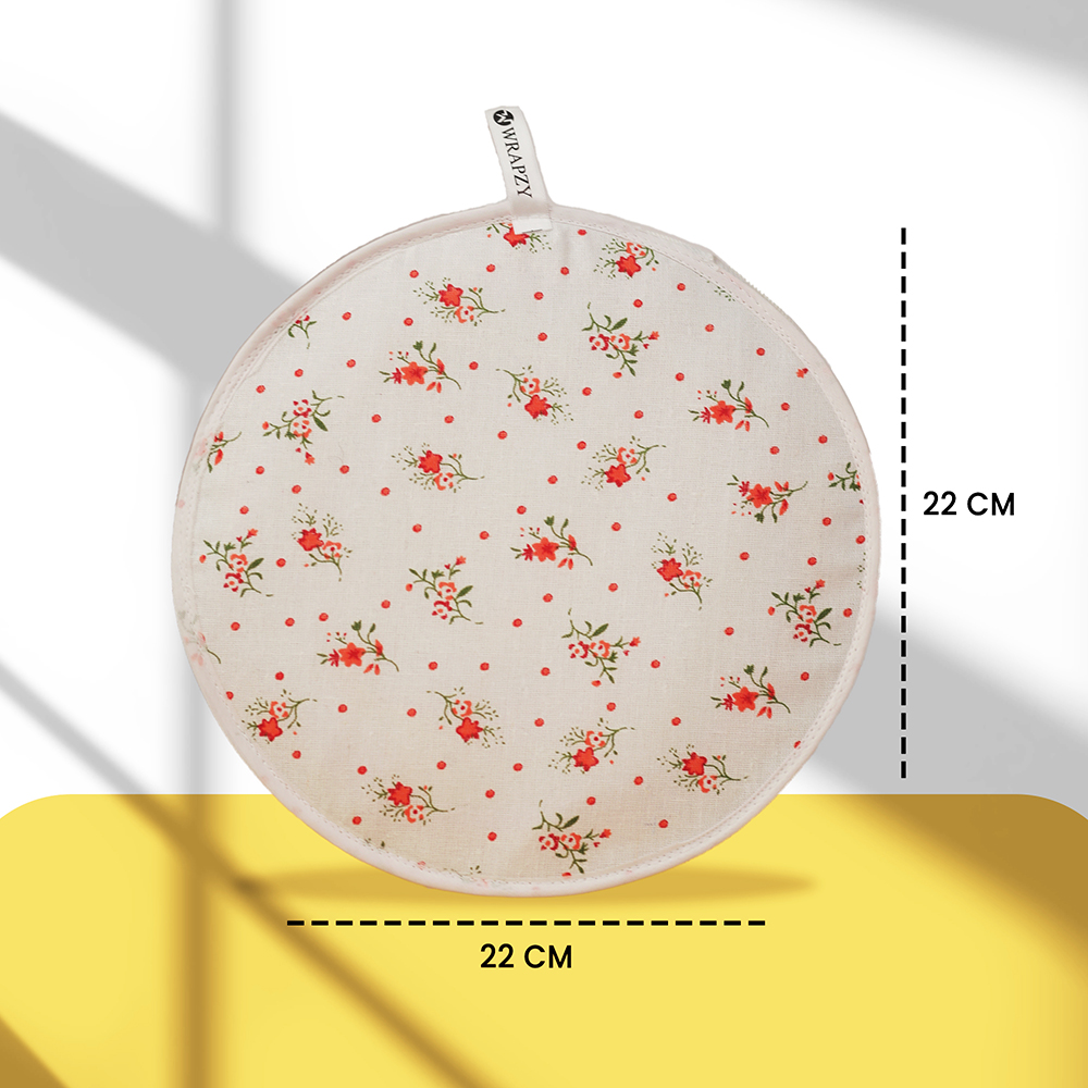 Wrapzy Insulated Roti Cover with Zip ? Premium Chapati Cloth Bag for Hot Fresh Roti | Roti Insulation Bag | Chapati Cover Cloth for Casserole | Roti Pouch for Kitchen (Pack of 2)