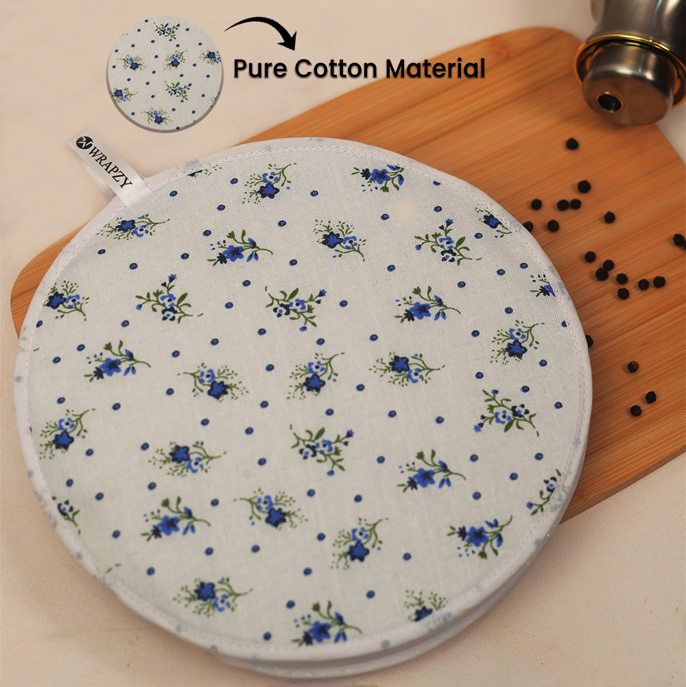 Wrapzy Insulated Roti Cover with Zip ? Premium Chapati Cloth Bag for Hot Fresh Roti | Roti Insulation Bag | Chapati Cover Cloth for Casserole | Roti Pouch for Kitchen (Pack of 2)