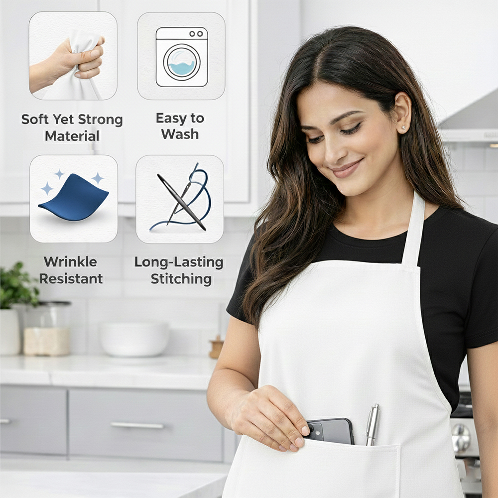 WRAPZY Waterproof Kitchen Apron Pack of 2 (White & Black) for Men & Women ? Bib Apron with Front Pocket, Oil & Stain Resistant, Reusable Chef Apron for Cooking, Baking, BBQ, Cleaning, Cafe &