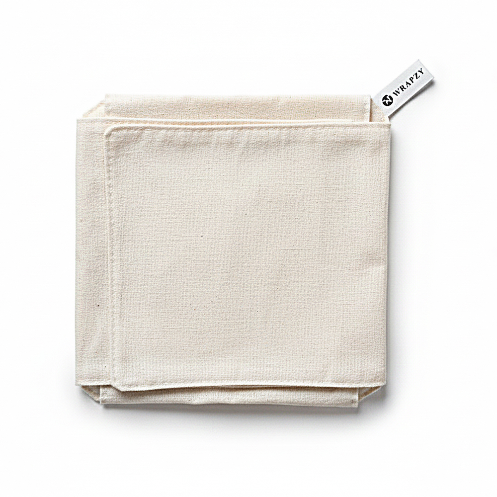 WRAPZY Double Layer Roti Cover |100% Cotton 4-Flap Chapati Cloth (White) | Reusable, Washable Roti Rumal for Tiffin & Hot Case ! Pack of 2