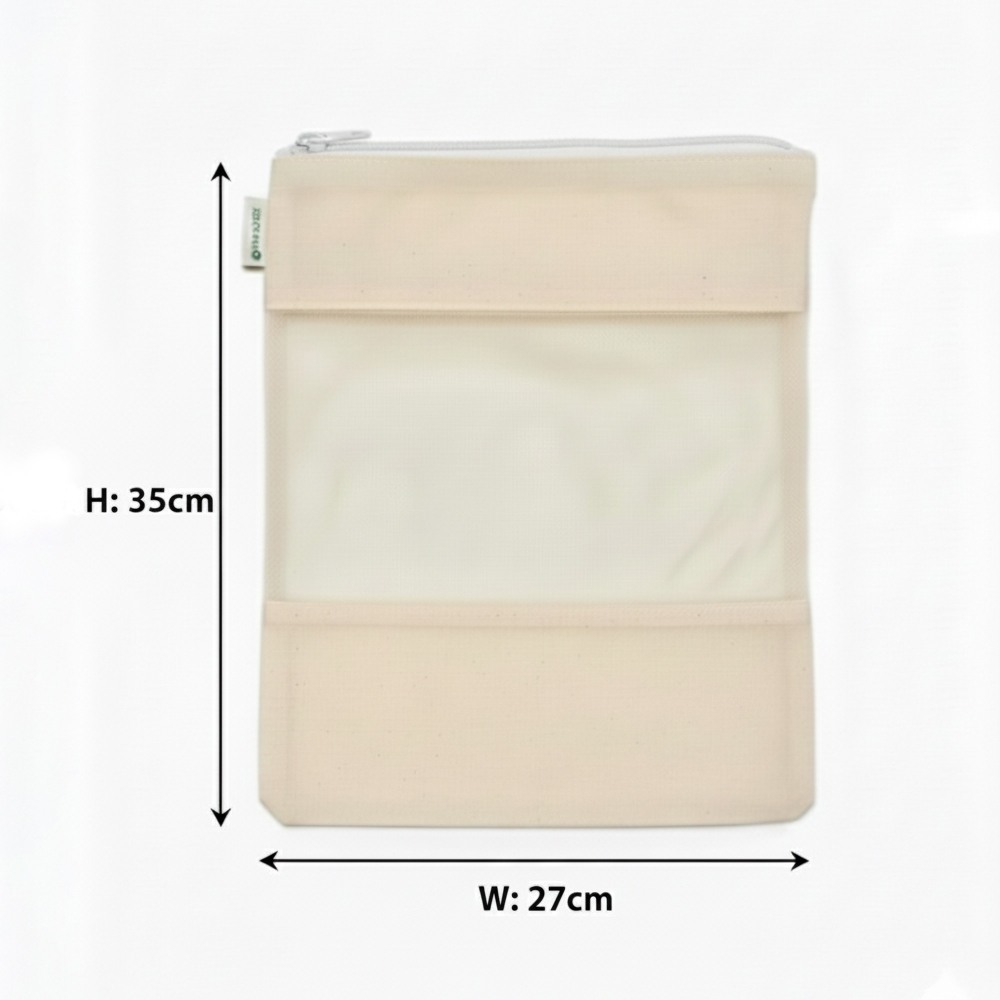 Wrapzy - Cotton Net Bag with Zip - Reusable Fridge Storage Zipper Bags For Fruits And Vegetables - Multipurpose Kitchen Storage Bags Organizer with Sturdy Zipper (Pack of 8)