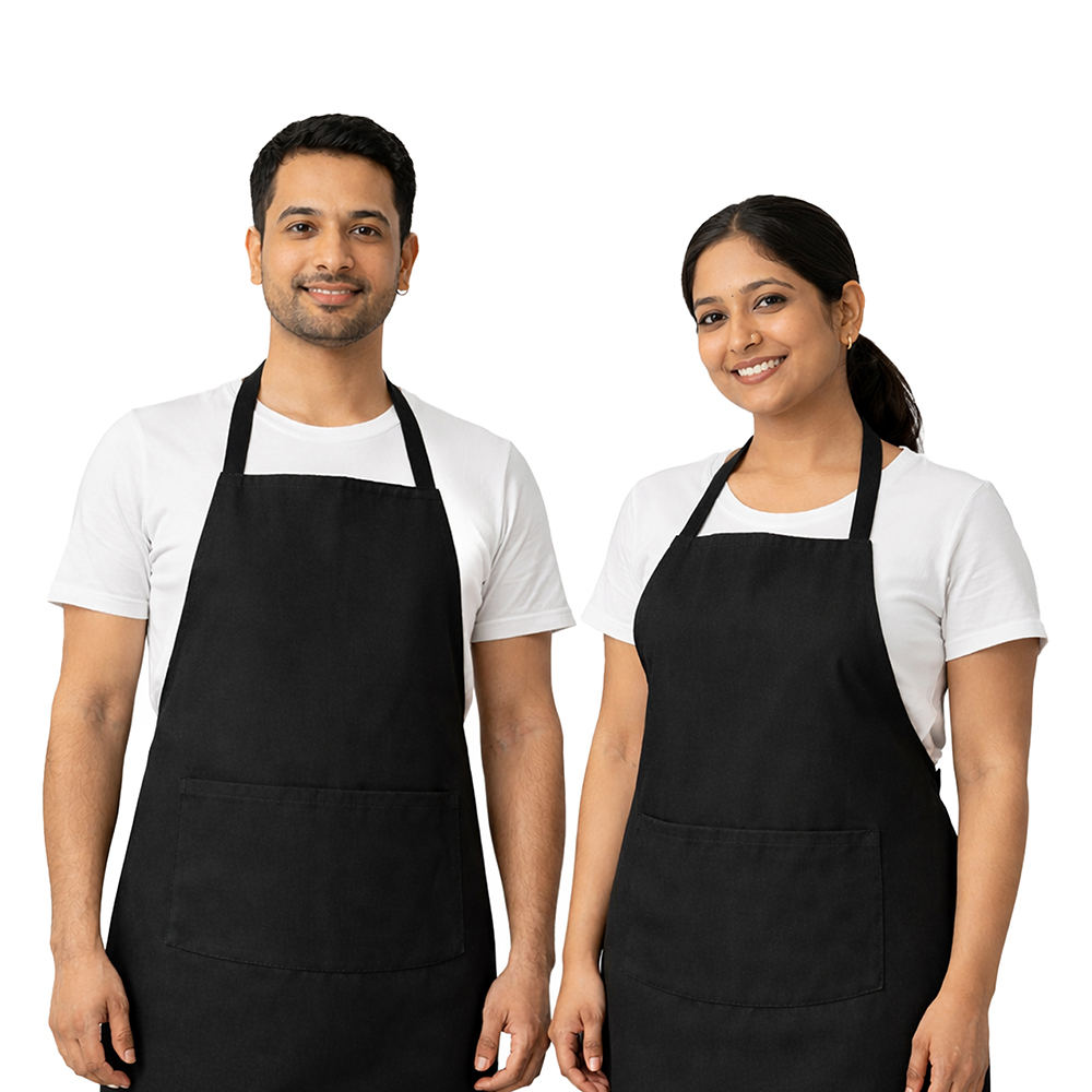 WRAPZY - Waterproof Unisex Solid Kitchen Apron for Men & Women with Adjustable Neck Strap - Apron for Chef - Cooking Apron for Men - Waterproof - Kitchen Dress for Women - Pack of 2 (Black)