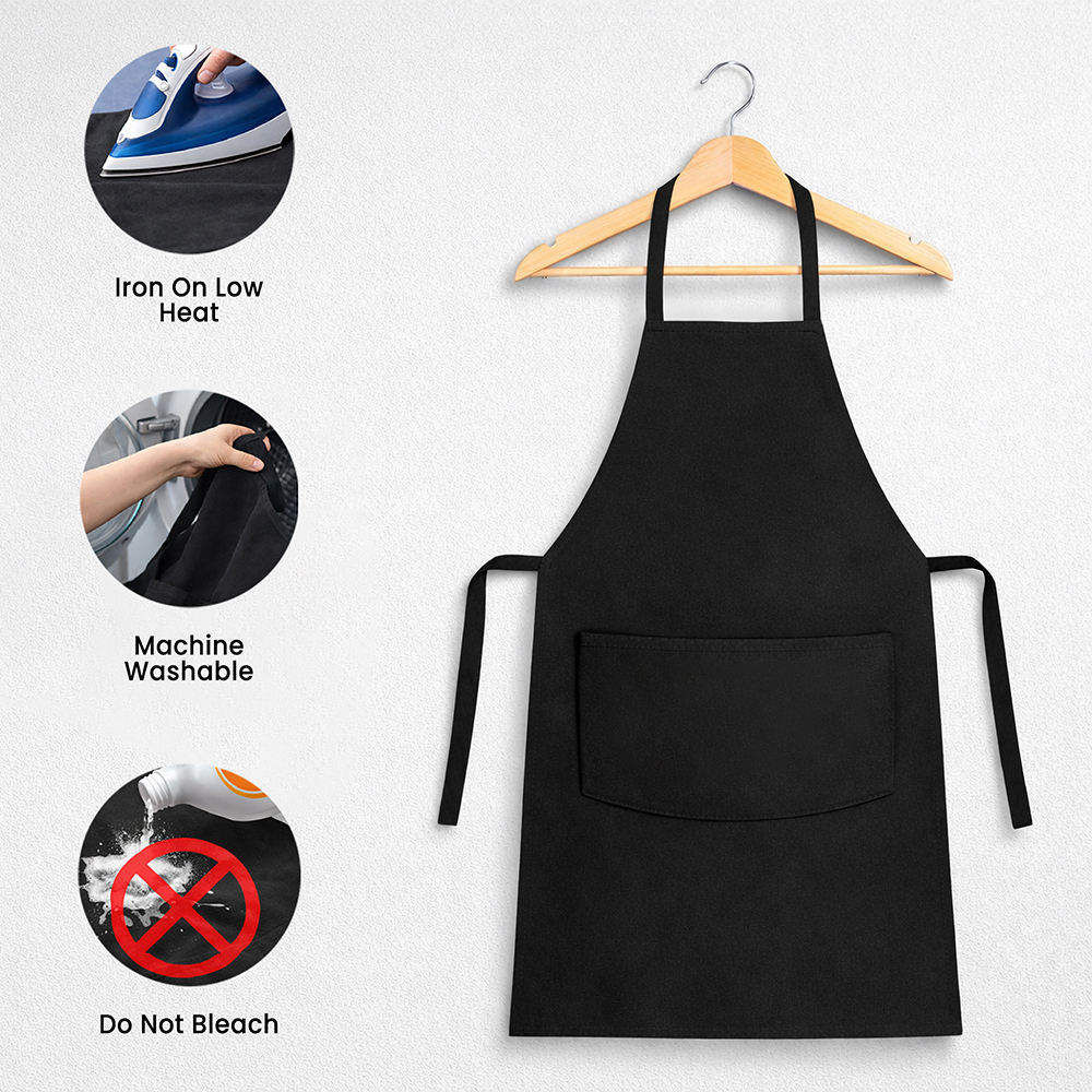 WRAPZY - Waterproof Unisex Solid Kitchen Apron for Men & Women with Adjustable Neck Strap - Apron for Chef - Cooking Apron for Men - Waterproof - Kitchen Dress for Women - Pack of 2 (Black)